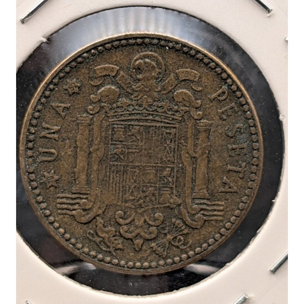 Spain 1 Peseta – 1947 – Coat of Arms – Circulated Franco‑Era Coin